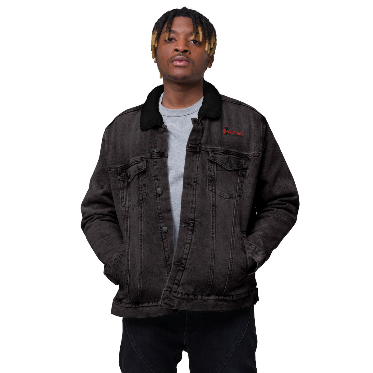 Unisex denim sherpa jacket – Hoodies By Trey